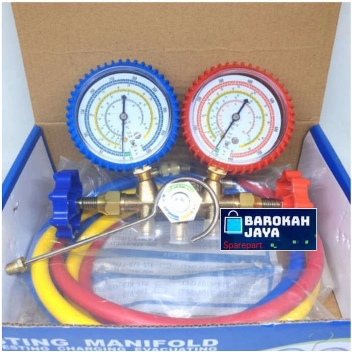 Manifold Double Multi SET Selang/Alat Ukur Tekanan Freon R22-410-134