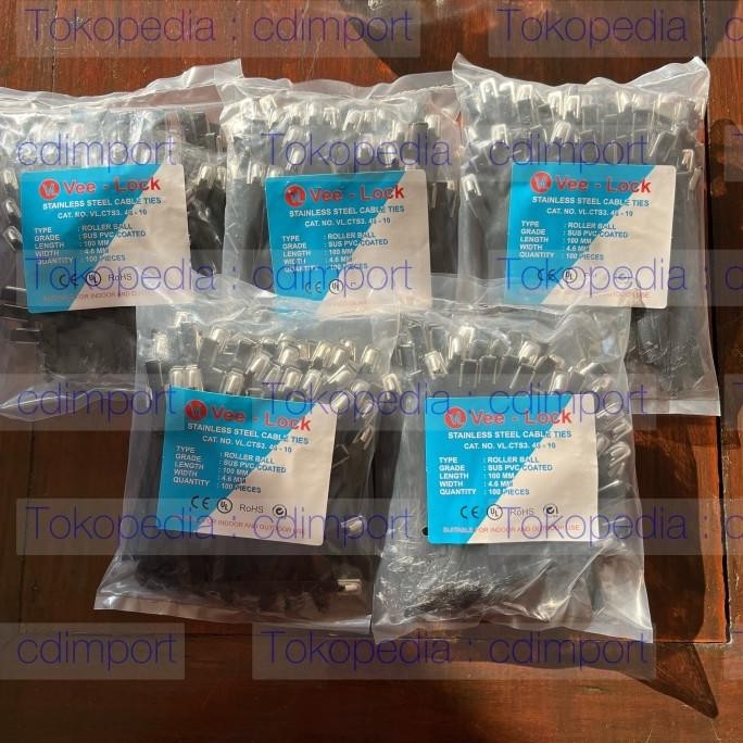 

Kabel Cable Ties Stainless Pvc Coated Vee-Lock 4.6 X 100 Mm - 100Pcs Kualitas Premium