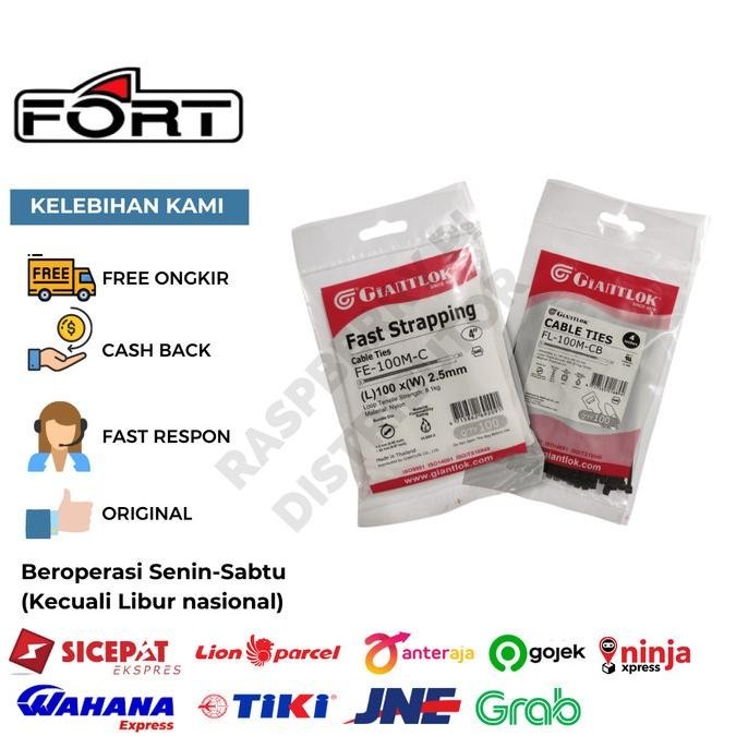 

Cable Ties White 100X2.5 Giantlok Fe-100M 1Pack 1000Pc Kualitas Premium