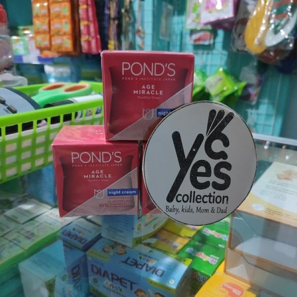 Ponds Age Miracle Night Cream 10g Moisturizer anti aging Penuaan Dini Glow Glowing Krim Malam Pond