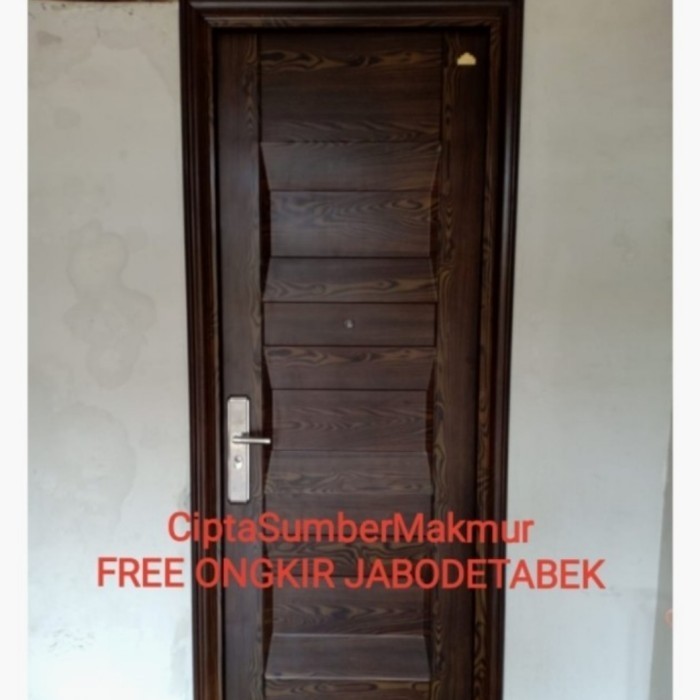 Terlaris pintu baja Jbs Prime motif kayu Prime Ukuran 90x230x5 cm