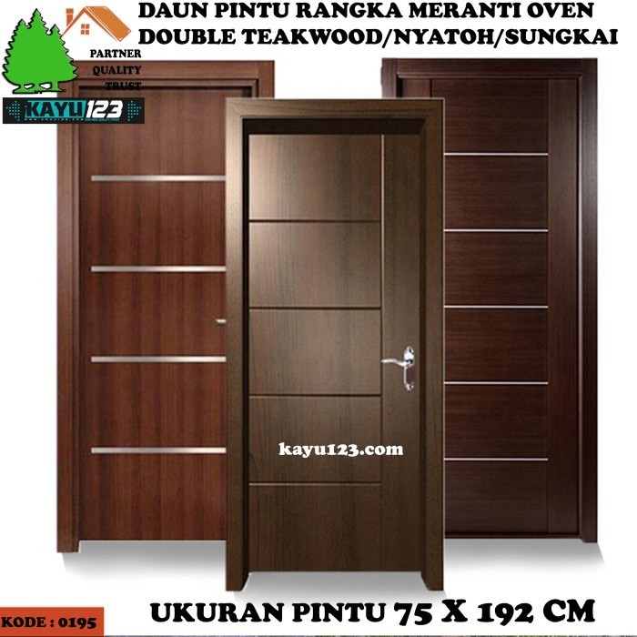 Terlaris DAUN PINTU MINIMALIS 75x192 CM DOUBLE TEAKWOOD / NYATOH / SUNGKAI #195