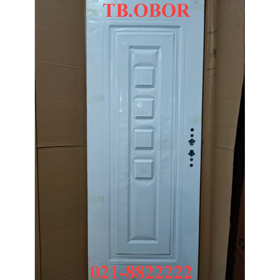 Terlaris Pintu Baja Fortress JBS Metal Door ECO 80 Motif Kotak Minimalis Putih