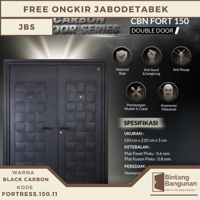 Terlaris Pintu Rumah Baja Fortress 150x210 - JBS 150.11 - Black Carbon