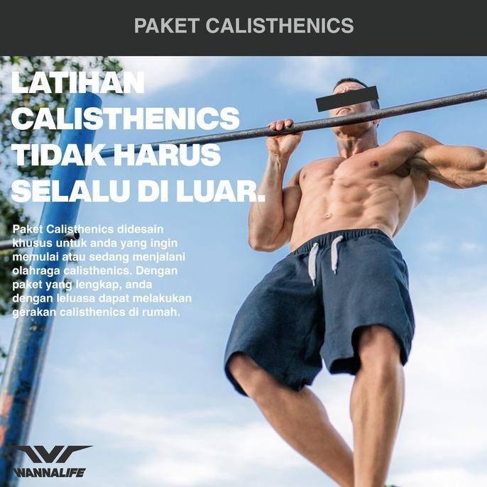 Paket Calisthenics Wannafit Pull Up Bar Push Up Sit Up Skipping Pvc