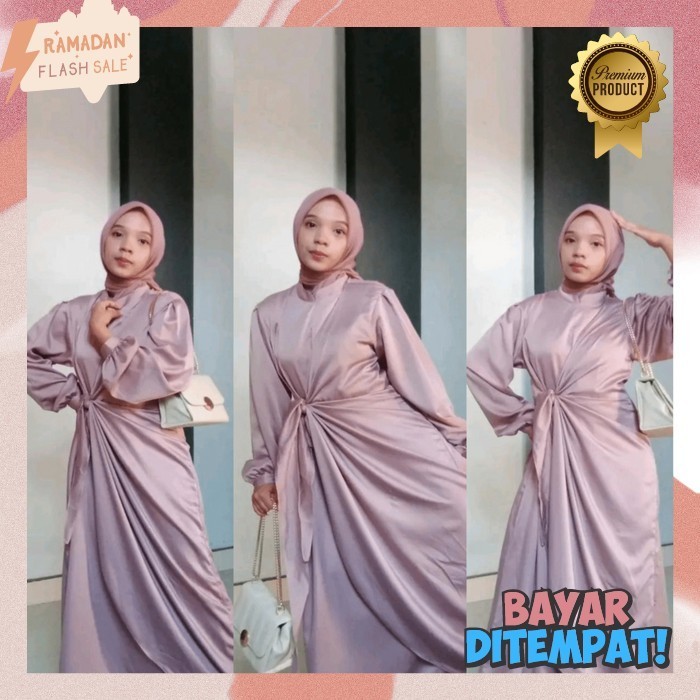 Baju Muslim Wanita Terbaru 2024 Games Dewasa Perempuan Longdress Maxidress Plus Kerudung Lengan Panj