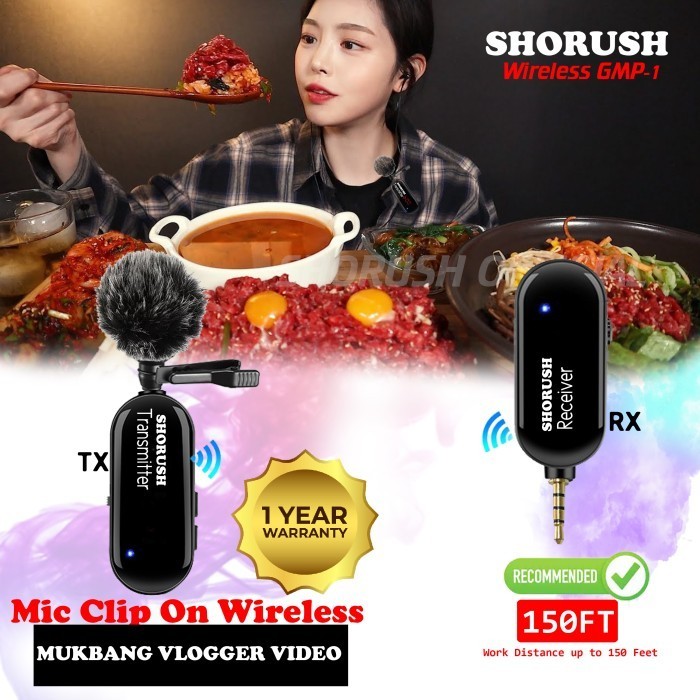 Shorush Gmp 1 Microphone Mic Clip On Wireless Vlog Camera Hp Asmr