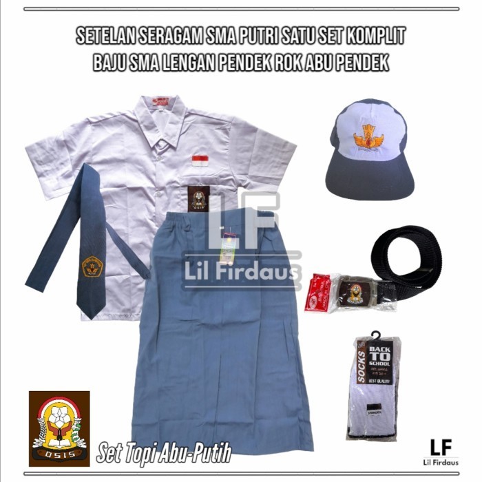 Promo Setelan Seragam Sma Perempuan - Baju Sma Lengan Pendek, Rok Abu Pendek