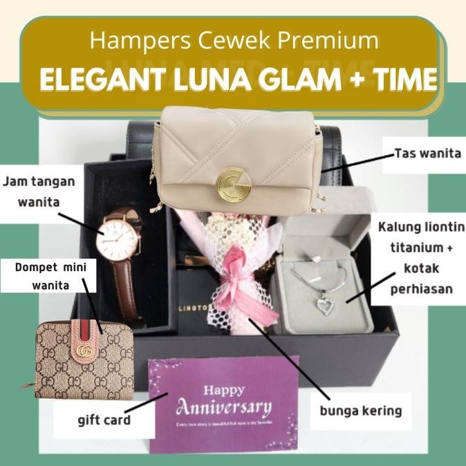 

Hampers Cewek Kado Ulang Tahun Luna Glam + Time Gift Box Pacar