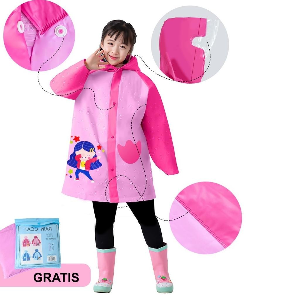 Bisa Cod Suksestech Jas Hujan Anak Atasan Karakter Lucu Raincoat Size M L Xl H806 Original