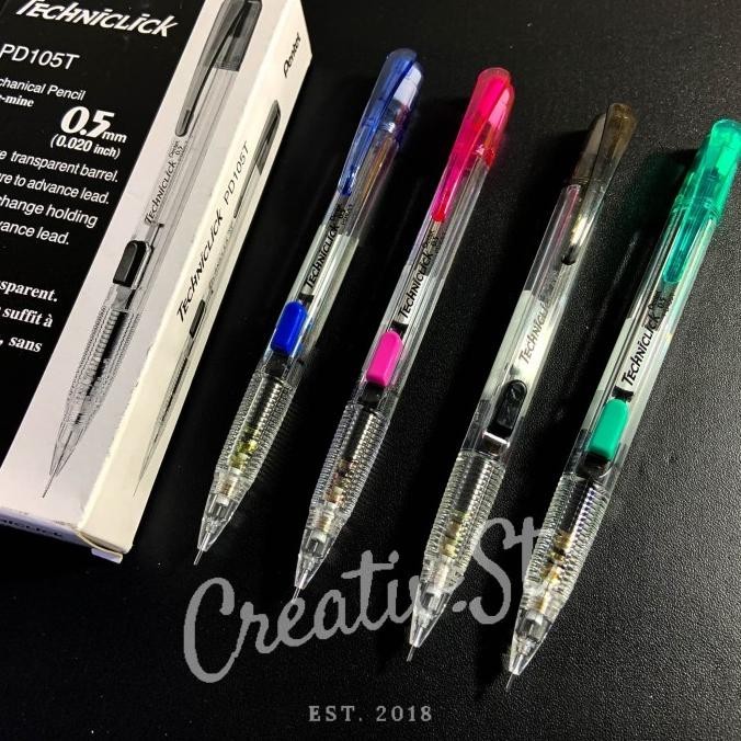 

Terjangkau - Pensil Mekanik Pentel Techniclik Transparan Mechanical Pencil PD 105 - Hitam .,