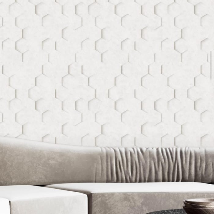Wallpaper The View - Wallpaper Dinding 3D Hexagonal Putih Grey Hitam