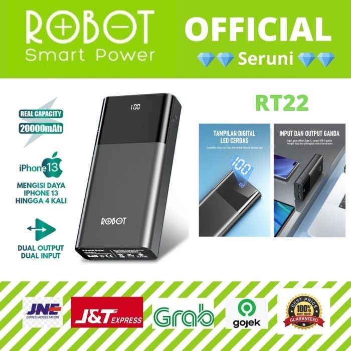 (Seruni) Powerbank Robot Rt22 20000Mah Digital Led
