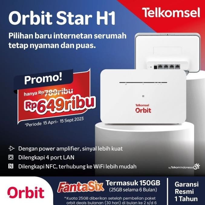 BARANG TERLARIS Modem Router Telkomsel Orbit Star H1 Huawei B311 / B311B Free 150GB