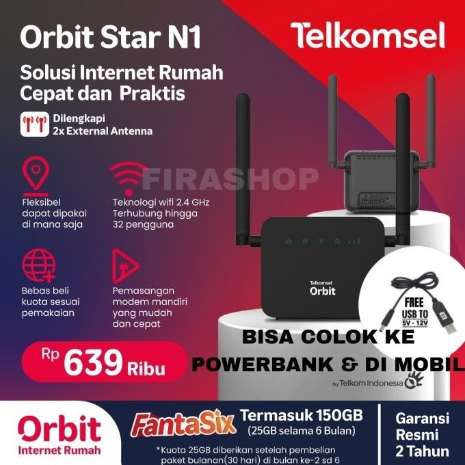BARANG TERLARIS Telkomsel Orbit Star Lite Modem WiFi 4G Free 50GB Kuota