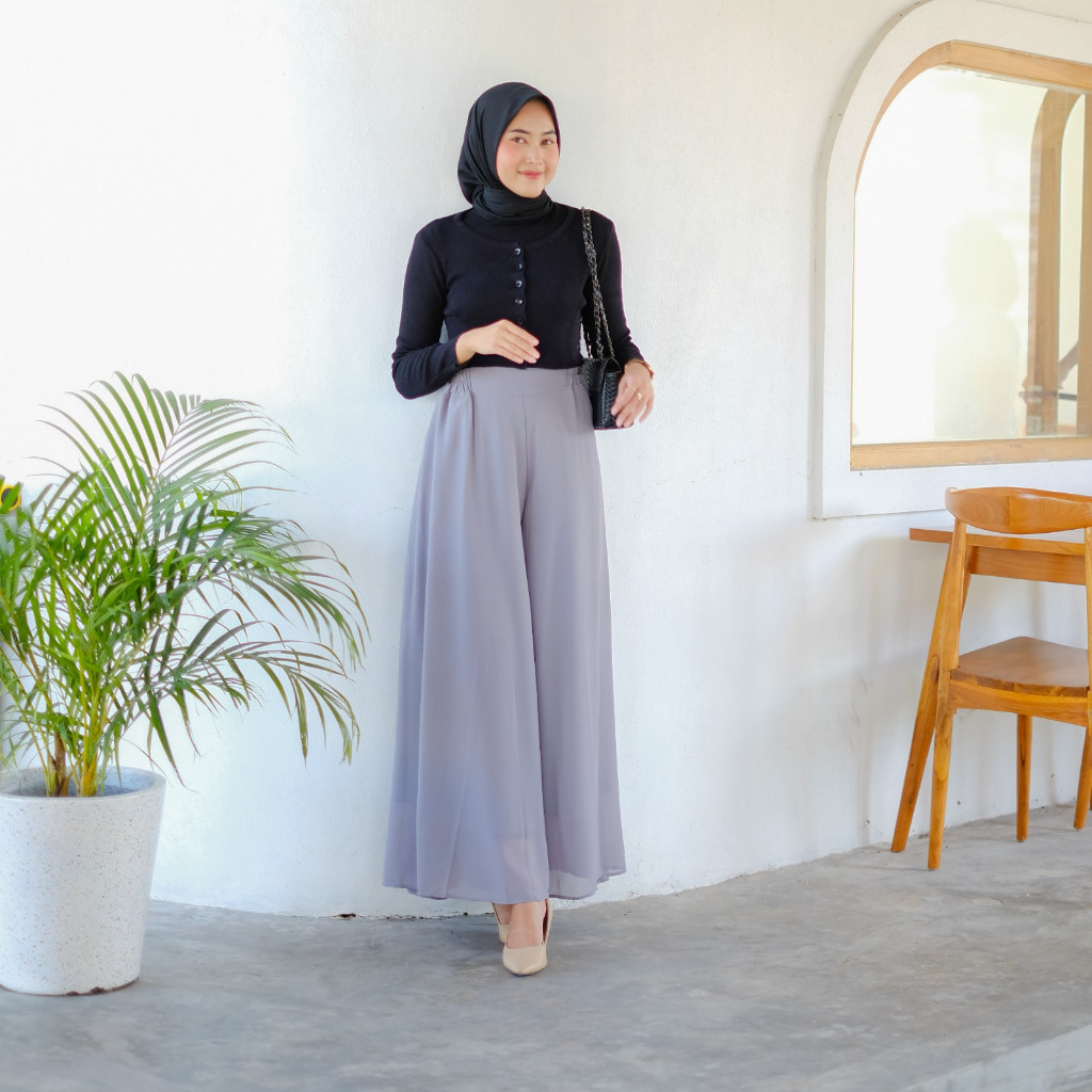 [ONLINE EXCLUSIVE] Dostifashion Safira Kulot Celana Kulot Lebar Casual Celana Lebar Bahan Ceruti