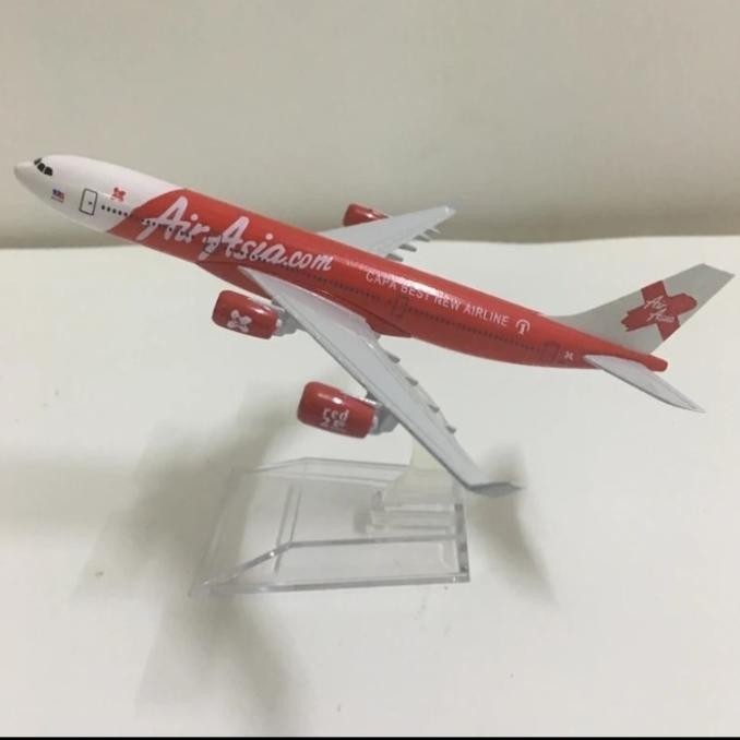 miniatur Diecast pesawat AirAsia a340 16 centi tidak ada roda