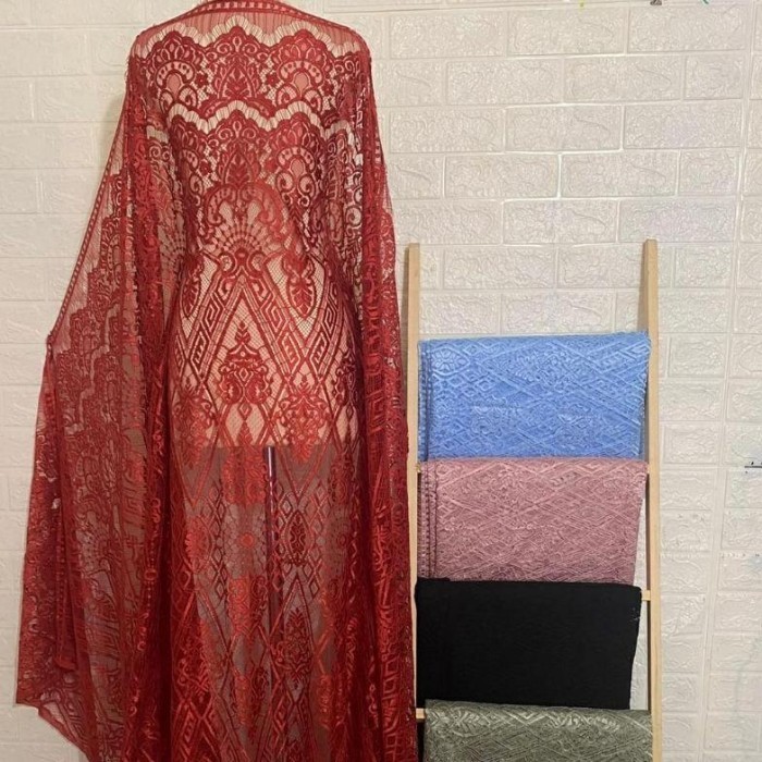 Naenggo Kain Brokat Semi Francis Warna Terakota Teracota