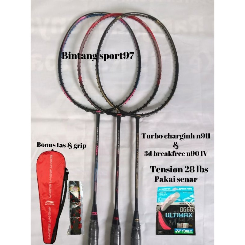 [LIMITED] BEST PRODUCT Raket badminton lining turbocharging n9II & 3D breakfree n90iv