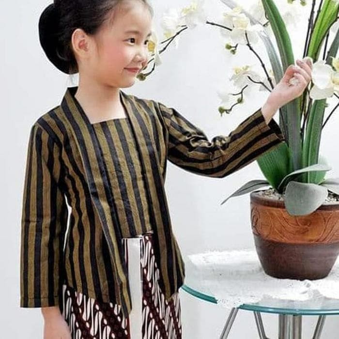 Kebaya Kartini Ketoprak Surjan Lurik Pakaian Adat Jawa Anak Perempuan