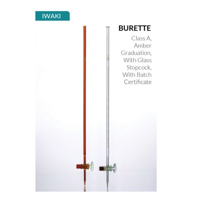 Buret 50Ml Glass Stopcock /Clear/Class A W/Bath Certificate Iwaki