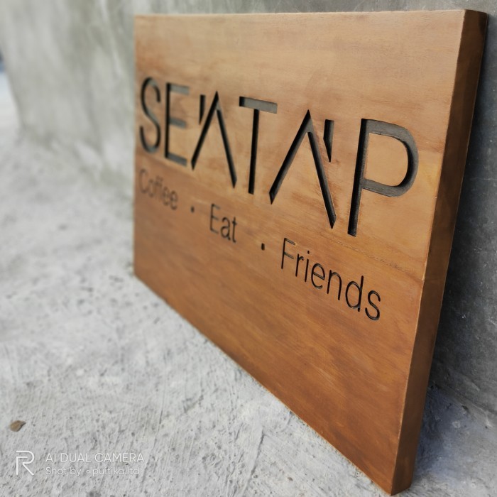 Papan Nama Kayu - Papan Nama Kafe - Plang Kafe - Plang Toko - Woodsign