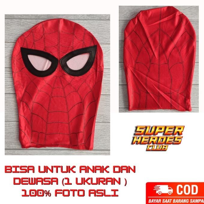 Topeng Spiderman Anak Dewasa Bahan Kain Cosplay Spider Merah Import | Kalestrina