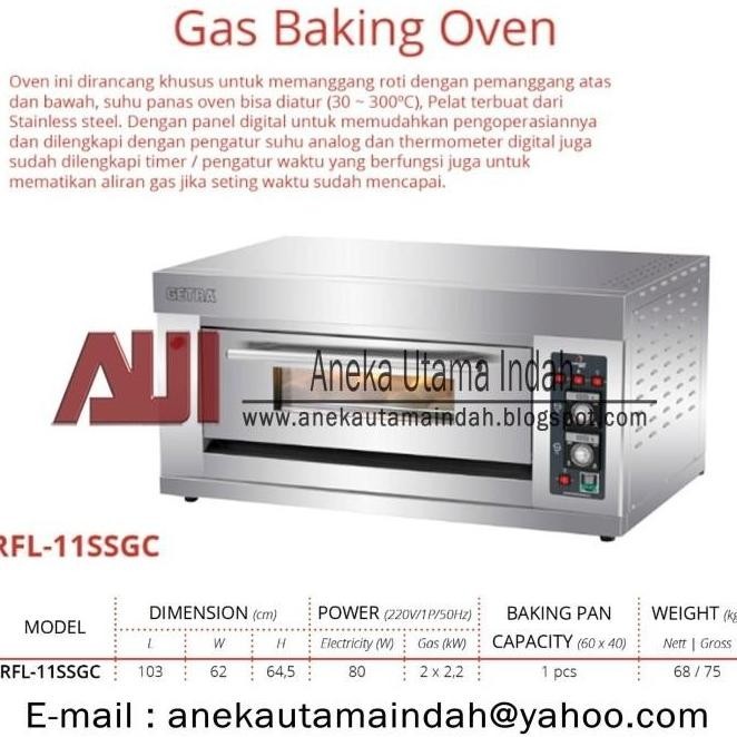 Getra Gas Baking Oven Rfl-11Ss / Oven Gas Pemanggang Roti Daikinxa