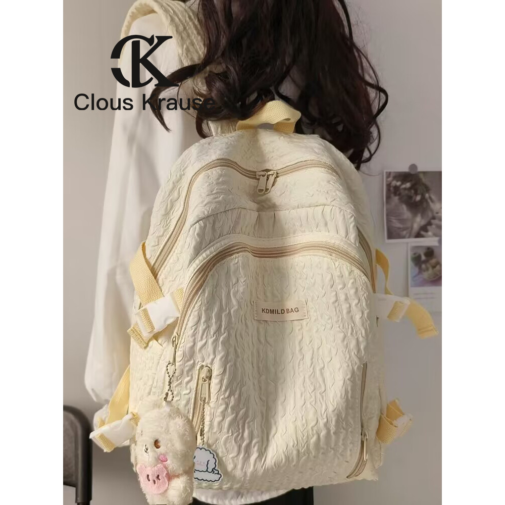 Tas2024Tas Sekolah Ransel Wanita, Tas Sekolah Murid Kuliah Wanita, Ransel Kotak-kotak Gelembung