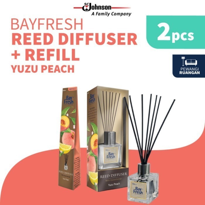 Bayfresh Reed Diffuser Pengharum Ruangan + Refill - Yuzu Peach