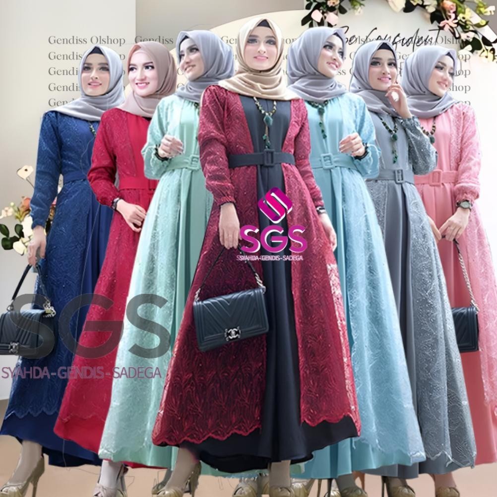 "Flash Sale" HARGA TERMURAH Gamis Brukat Pearly dress Brokat 2024 kekinian bisa COD cantik simpel el