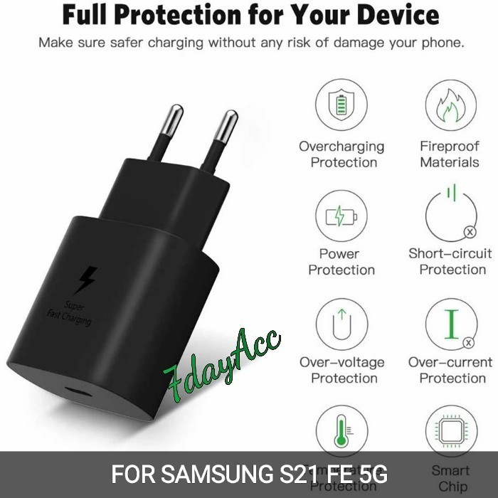 Adapter / Kepala Charger Samsung S23 FE , S21 FE 5G 25 Watt Original