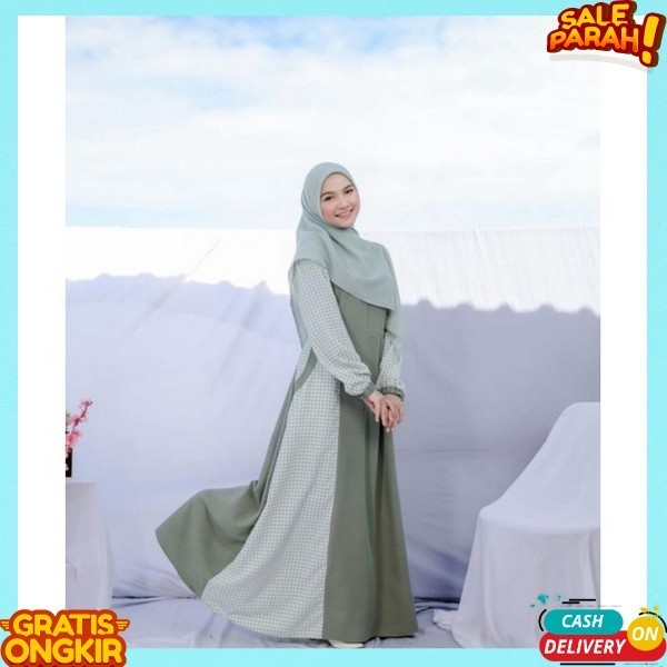 Gamis Wanita Dress Perempuan Remaja Games Simple Elegant Pakaian Hari Raya Idulfitri Jubah Wanita Mu