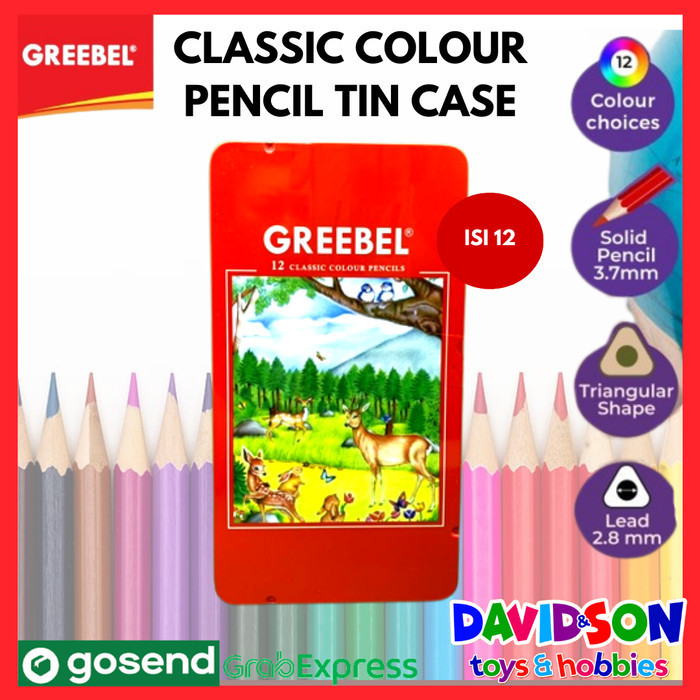 

Bergaransi Greebel Classic Colour Pencil Tin Case 12 Warna / Pensil Warna 1712 Terbatas