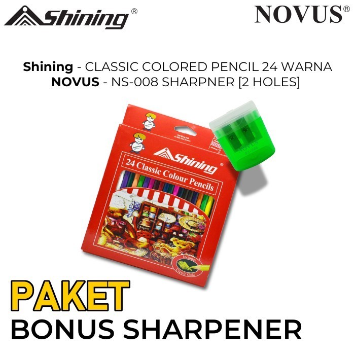 

Nikmati Shining Pensil Warna 24 Warna Bonus Serutan 2 Lubang Novus Terbatas