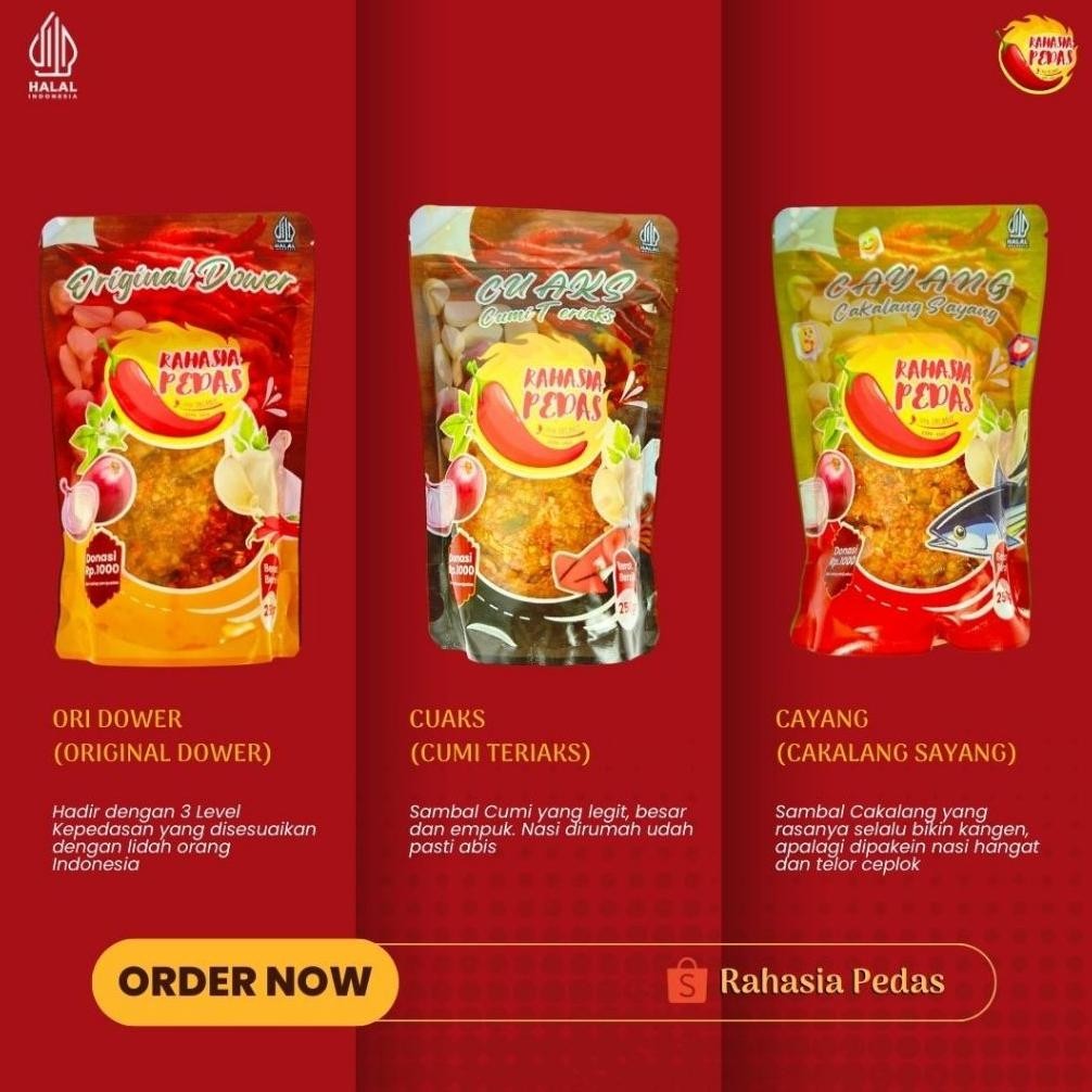 

SALE PRODUK Rahasia Pedas Sambal Sambel Cumi Teriaks Cuaks Asin Lauk Makan Pedas Enak Halal Original Pouch 250gr TERLARIS