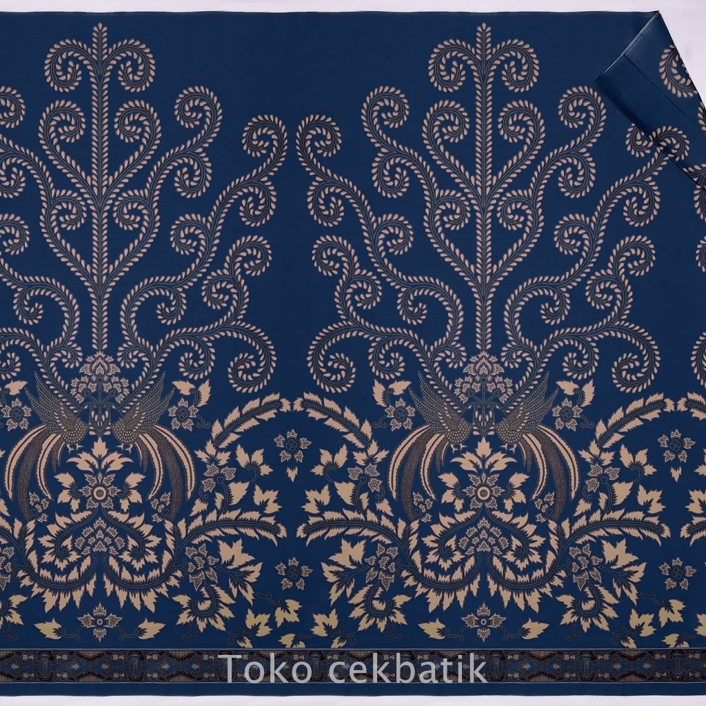 kain batik - Kualitas Ekspor Motif Batik Burung Kembar Sogan V9 (Biru)