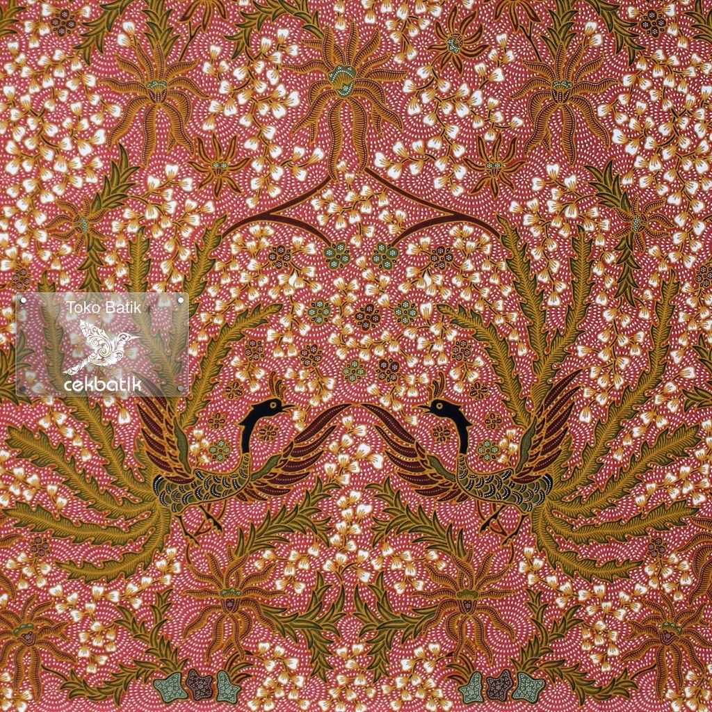 kain batik - Motif Burung Merak Bunga Unik (Pink Fanta Soft)