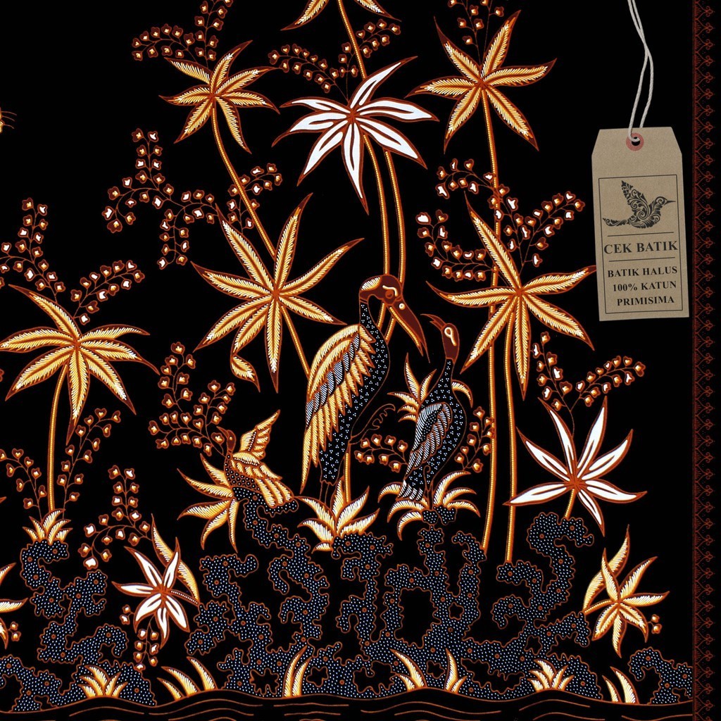 Kain Batik Motif Burung Bangau Hitam Manis