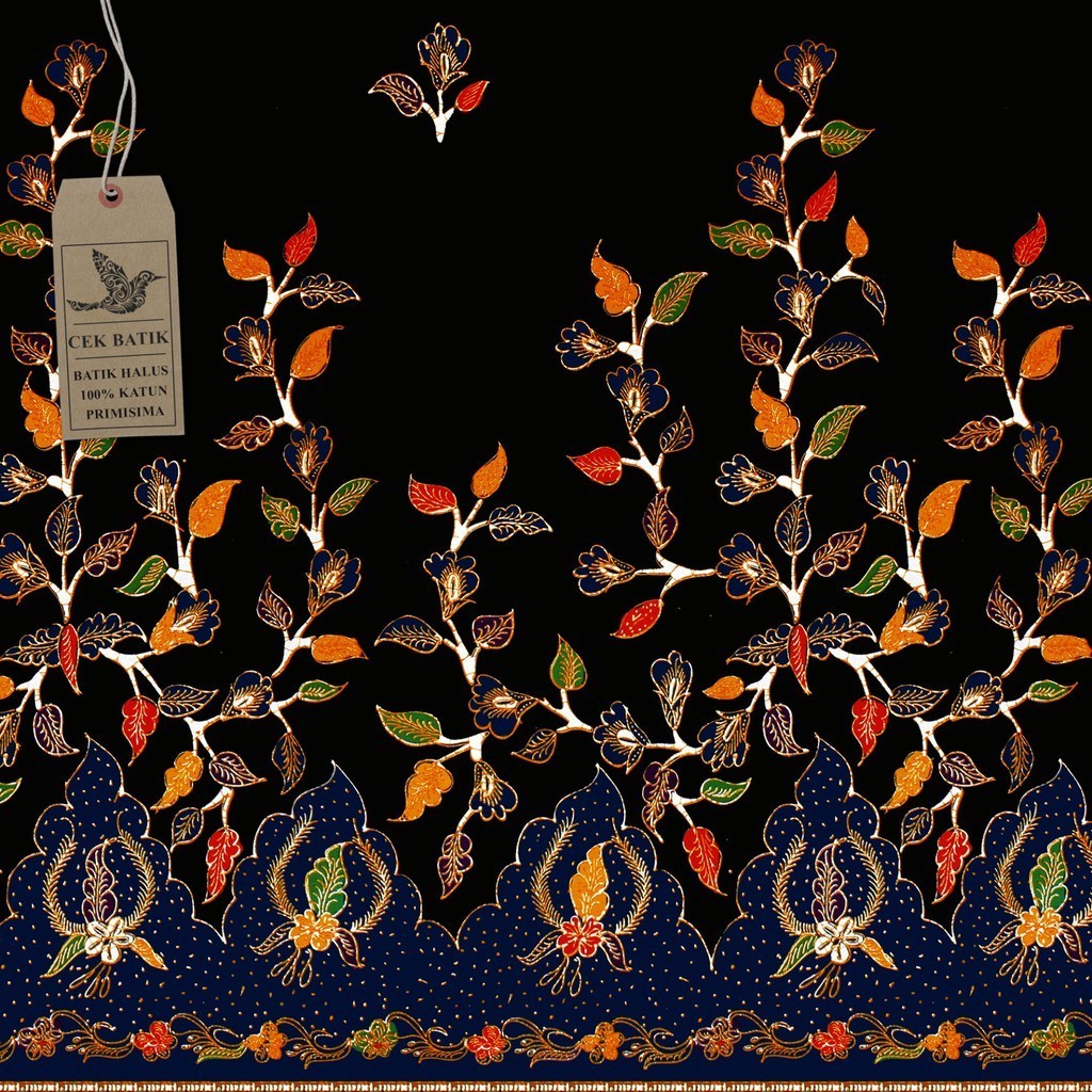 Kain Batik - Motif Bunga Madura Hitam Manis (Biru)