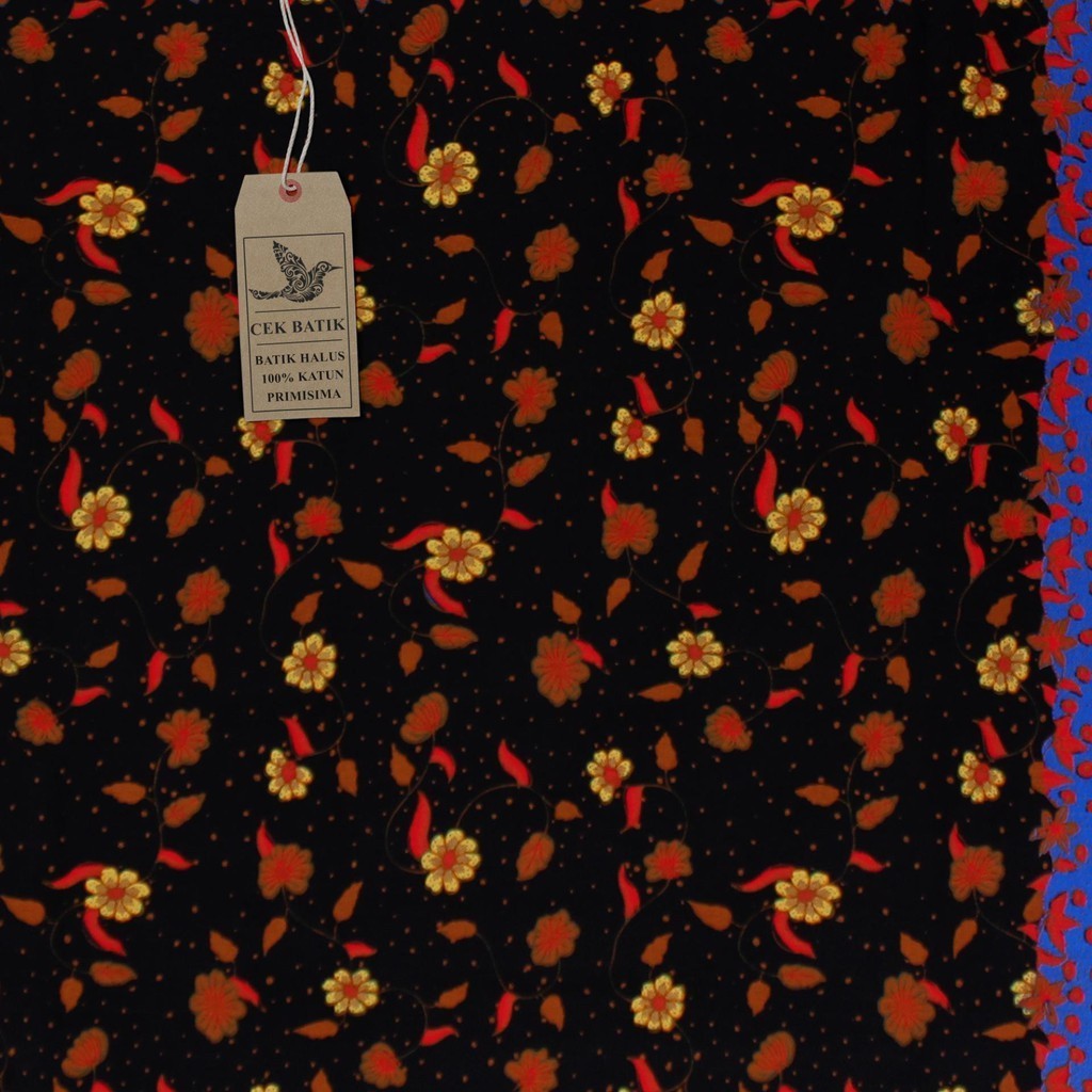 Kain Batik - Motif Bunga Mini Warna Dasar Hitam Manis