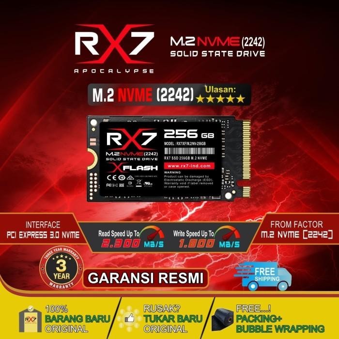 SSD RX7 M.2 NVME 256GB 2242 PCIe Gen3 x4 GARANSI RESMI 3 TAHUN Berkualitas