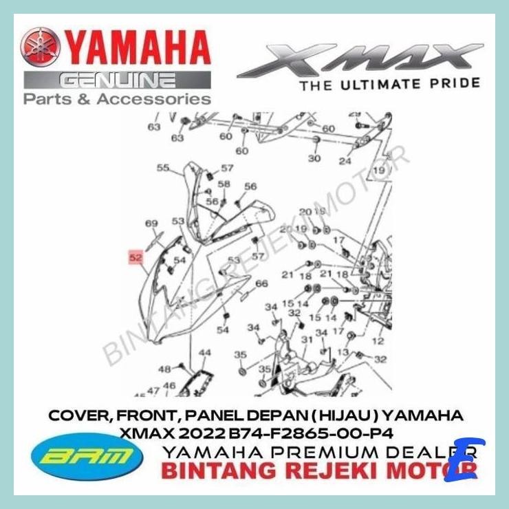 | YBR | COVER FRONT PANEL DEPAN ( HIJAU ) YAMAHA XMAX 2022 B74-F2865-00-P4