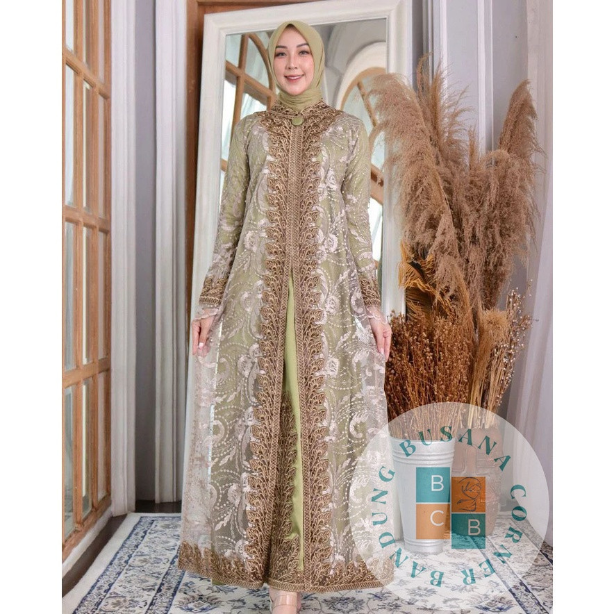 Gamis Wanita Terbaru 2024 Games 3In1 Simpel Maxidress Maxi Brokat Dres Kondangan Busui Abaya Set Tur