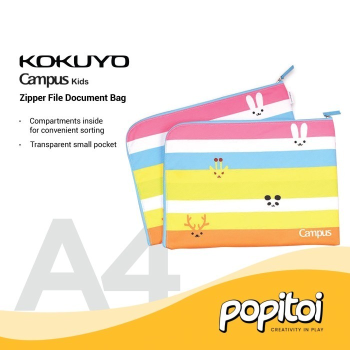 

Kokuyo Campus Kids Zipper File Document Bag A4 Folder Organizer Map