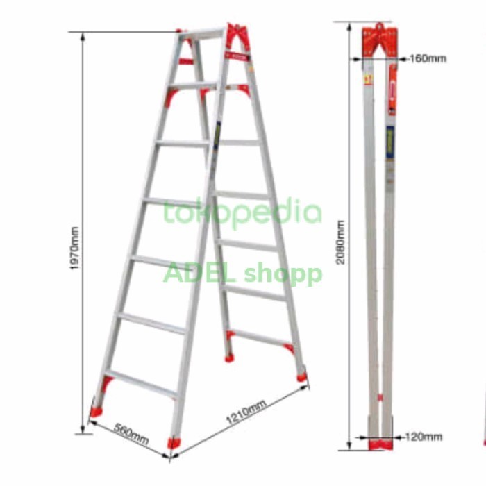 KRISBOW 4M TANGGA LIPAT MULTIFUNGSI 7 STEP / TANGGA 2IN1 ALUMINIUM