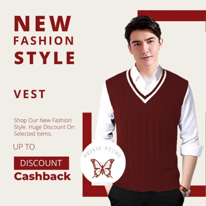 Rompi Vest Pria Rajut Casual El Korea Style Bts - Veralie