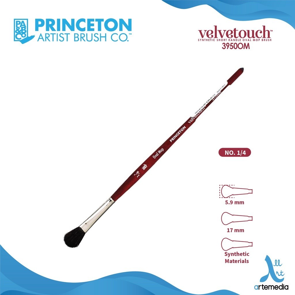 

Kuas Lukis Princeton Veetouch 3950OM Oval Mop Synthetic Watercolor Brush Short Handle