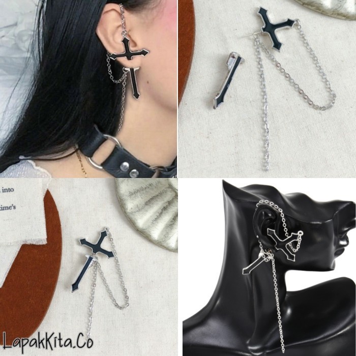 Anting Salib Tindik / Anting Tindik Pria Wanita Salib Titanium