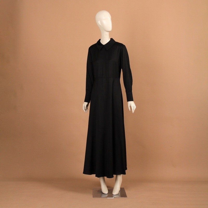 Itang Yunasz Ready to Wear - Satin Shirt Dress Black